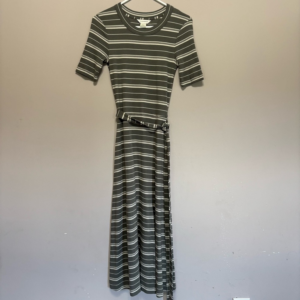 Club Monaco Gray Striped Midi Dress XS /TP - Picture 2 of 6